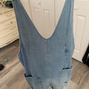 Free People Light Blue Denim Women's Overalls
